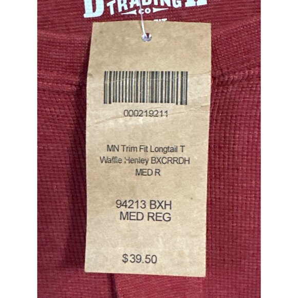 Duluth Trading Co Shirt New Men's Red Med Trim Fit Longtail Waffle Henley - Picture 2 of 5